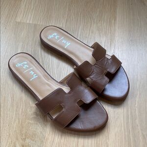 French Sole Brown Slide Sandals (8)